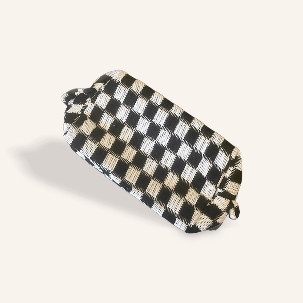 checkered cosmetic bag